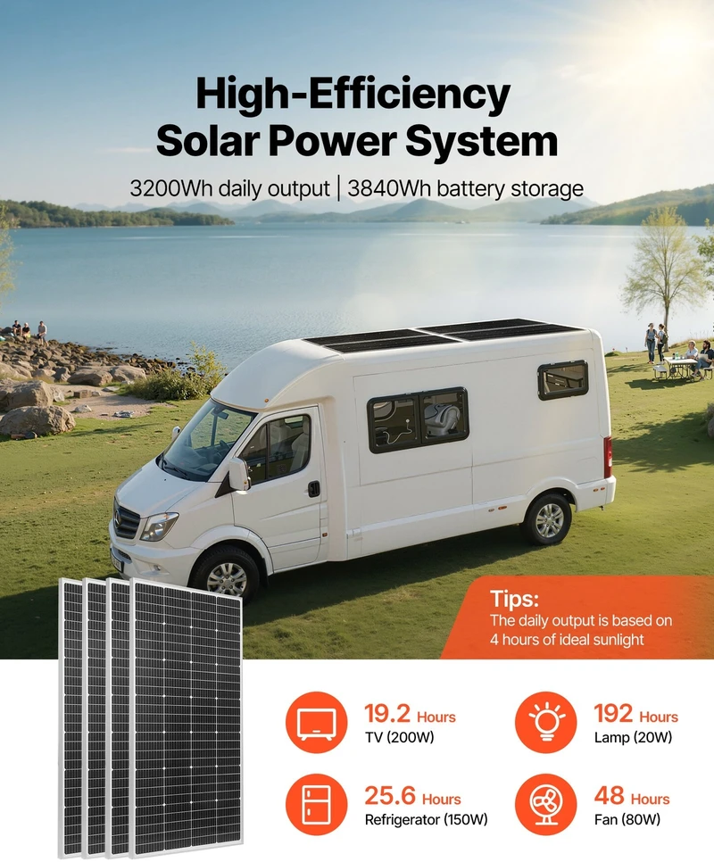 VEVOR 800W 12V saulės energijos komplektas