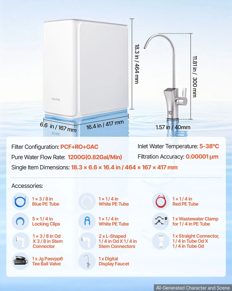 VEVOR Atbulinio osmoso sistema 1200 GPD