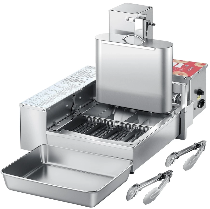 Vaflinė VEVOR Komercinė Automatinė Spurgų Mašina, 4 Eilės, 240 vnt./val., Nerūdijančio Plieno, Tešlos Spurgų Keptuvė, Didelės Galios, Lengvas Valdymas, Spurgų Formavimo Įrenginys