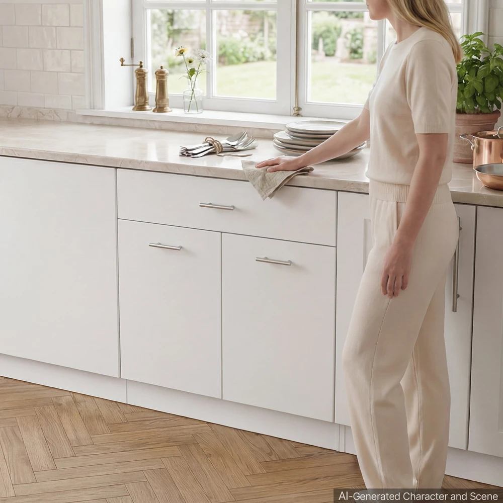 VEVOR Balta „Shaker“ stiliaus grindinė spintelė 80 cm