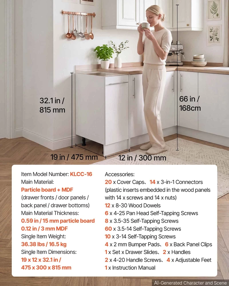 VEVOR Balta Shaker stiliaus spintelė su stalčiumi 30cm