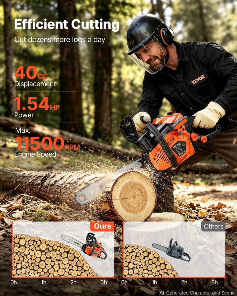 VEVOR Benzininis grandininis pjūklas 355,6 mm 40CC
