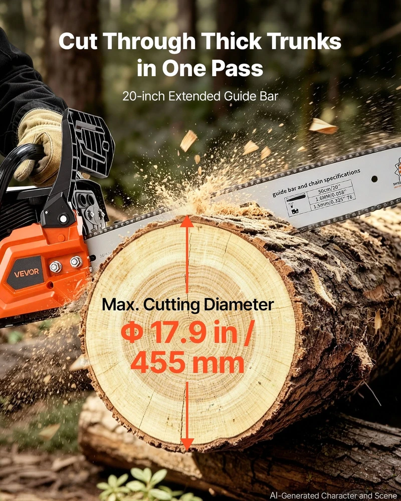VEVOR Benzininis grandininis pjūklas 508 mm 62CC