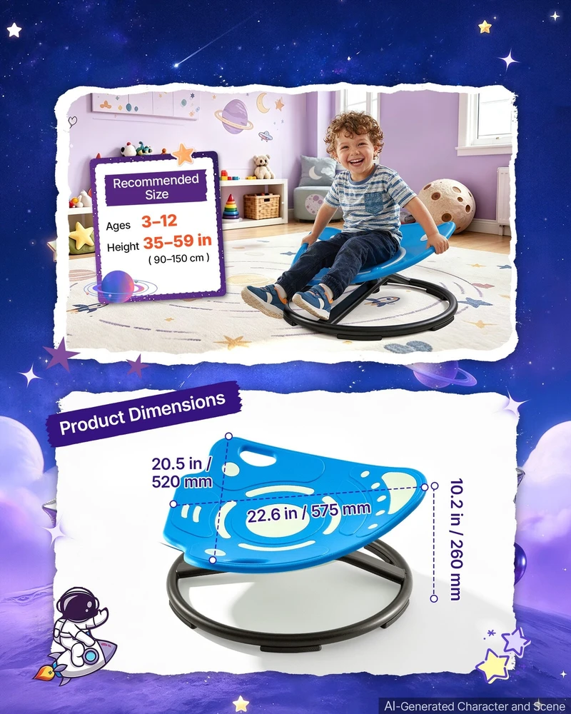 VEVOR Besisukanti sensorinė kėdė vaikams 3–12 m.