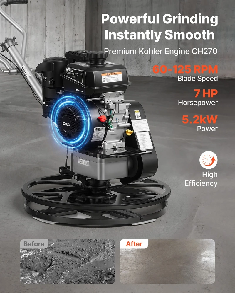 VEVOR Betono glaistyklė 610 mm su Kohler 7 HP