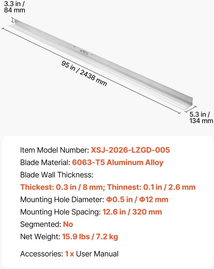 VEVOR Betono lyginimo liniuotė 2438 mm