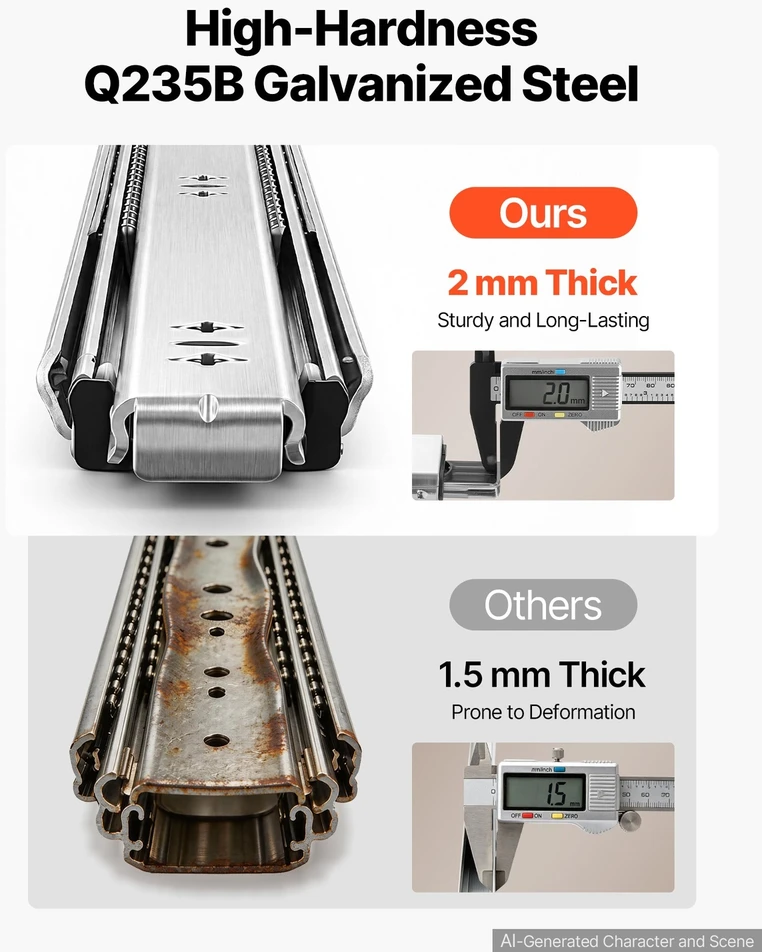 VEVOR Didelės apkrovos stalčiaus bėgeliai 70 cm