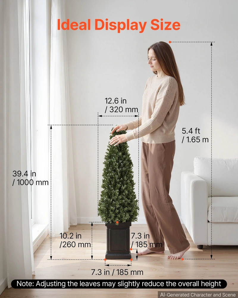 Dirbtiniai buksmedžio medeliai VEVOR XHHYM02, 1000 mm, 2 vnt.