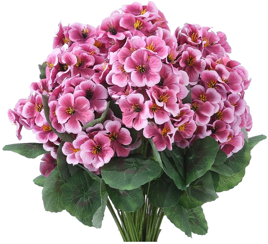 VEVOR Dirbtinės rožinės pelargonijos su stiebais, 24 vnt.