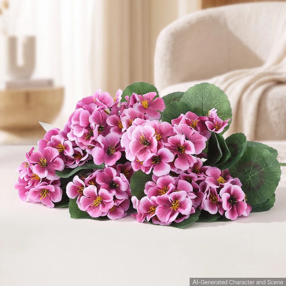VEVOR Dirbtinės rožinės pelargonijos su stiebais, 24 vnt.