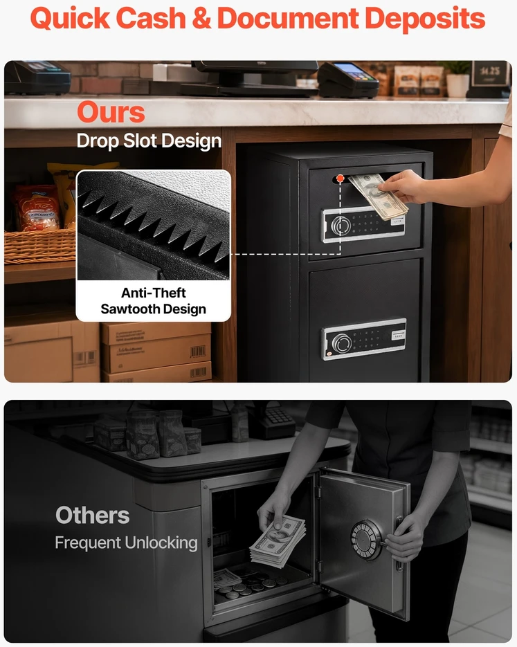 VEVOR Dviejų durų seifas, 93.45 L, juodas