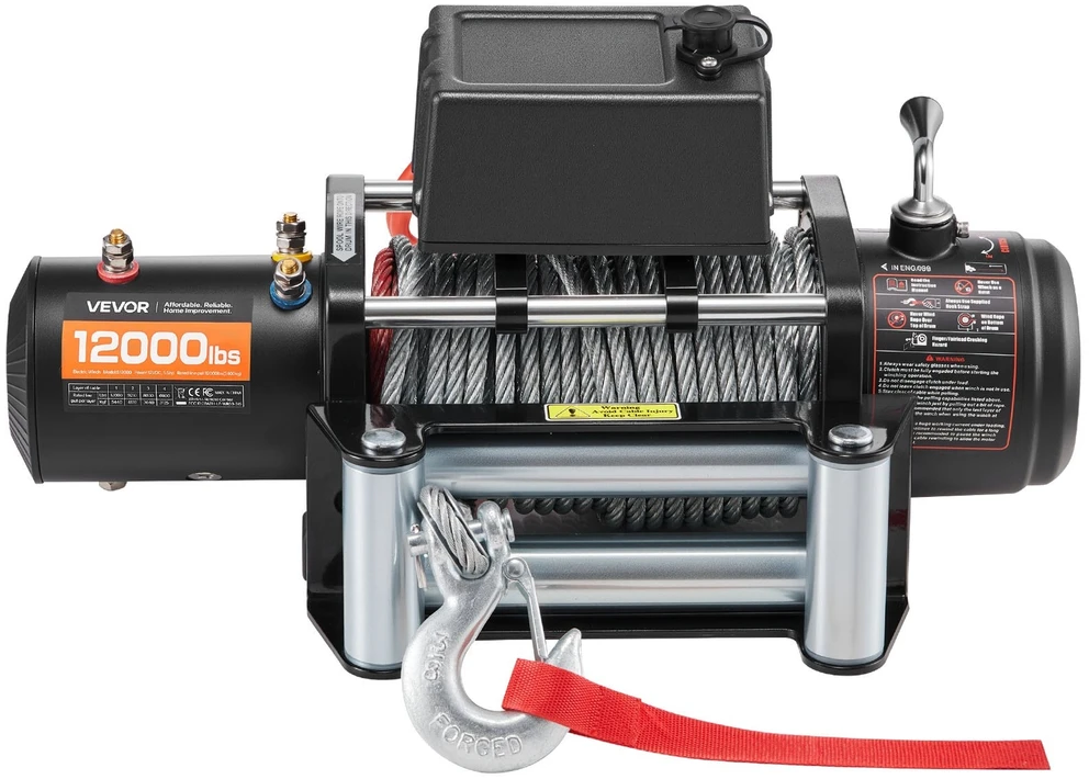 VEVOR Elektrinė gervė 5400 kg su plienine virve 12V