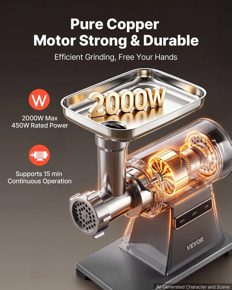 VEVOR Elektrinė mėsmalė #5, 1.5-2kg/min