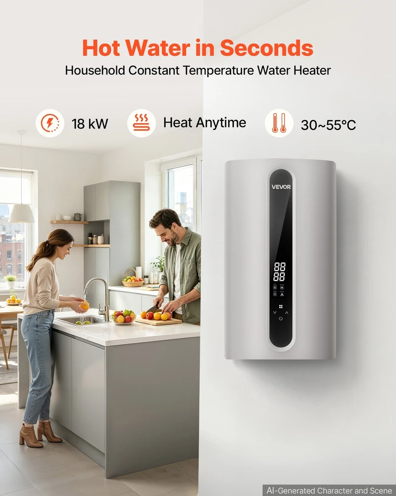 VEVOR Elektrinis pratekamasis vandens šildytuvas 18 kW, 3 fazių