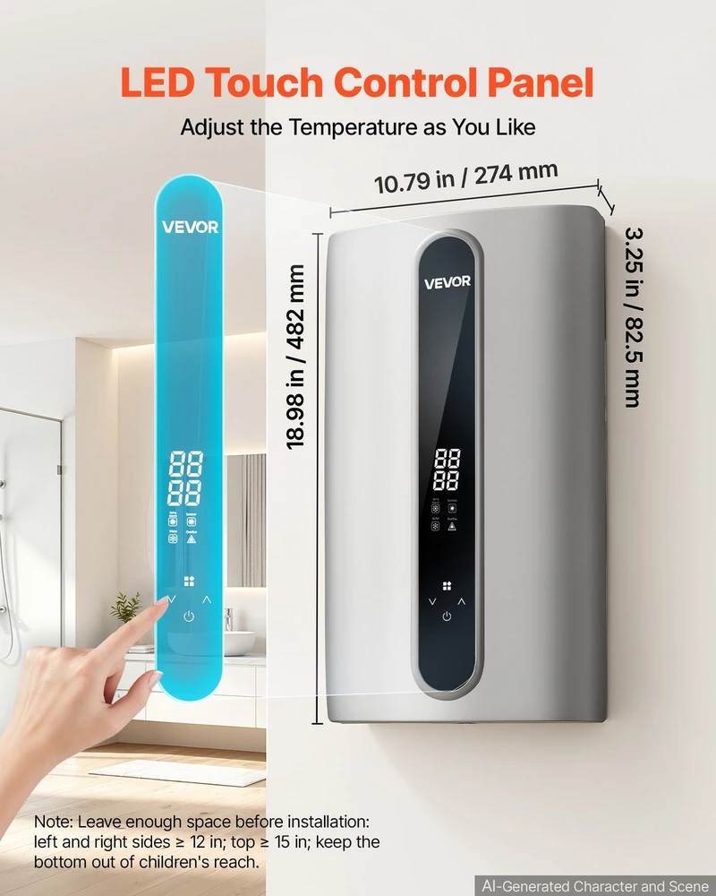 VEVOR Elektrinis pratekamasis vandens šildytuvas 18 kW, 3 fazių