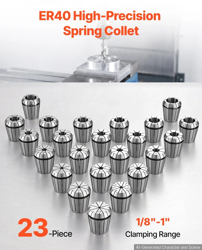 VEVOR ER40 įvorių rinkinys 3,2–25,4 mm, 23 vnt.