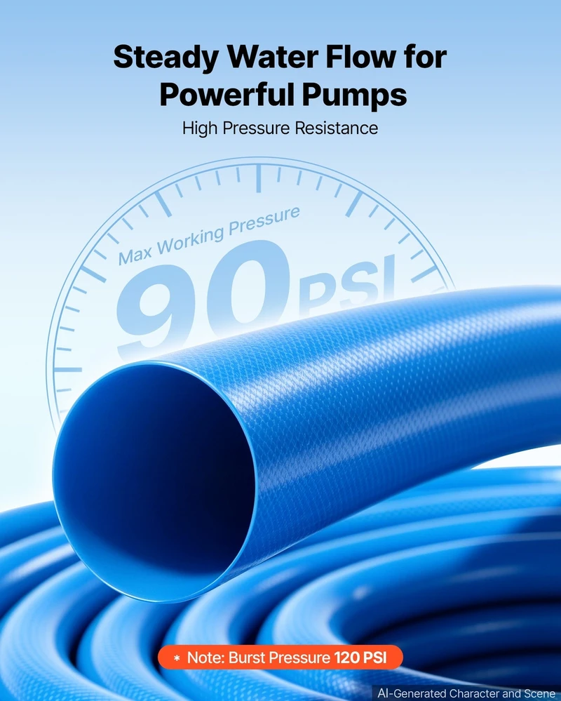VEVOR Išleidimo žarna 2" x 15,2 m PVC