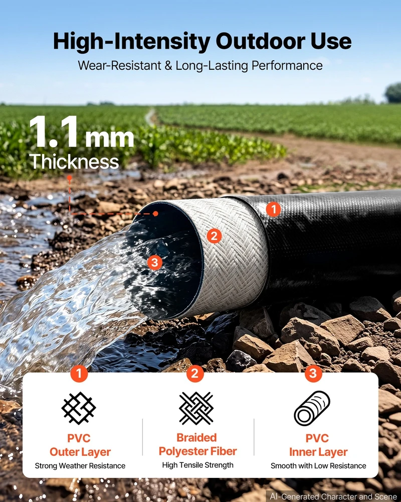 VEVOR Išleidimo žarna 2" x 30,48 m PVC