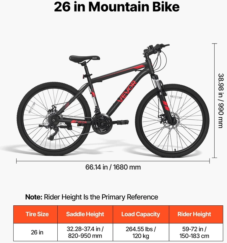 VEVOR Kalnų dviratis vyrams ir moterims 66 cm