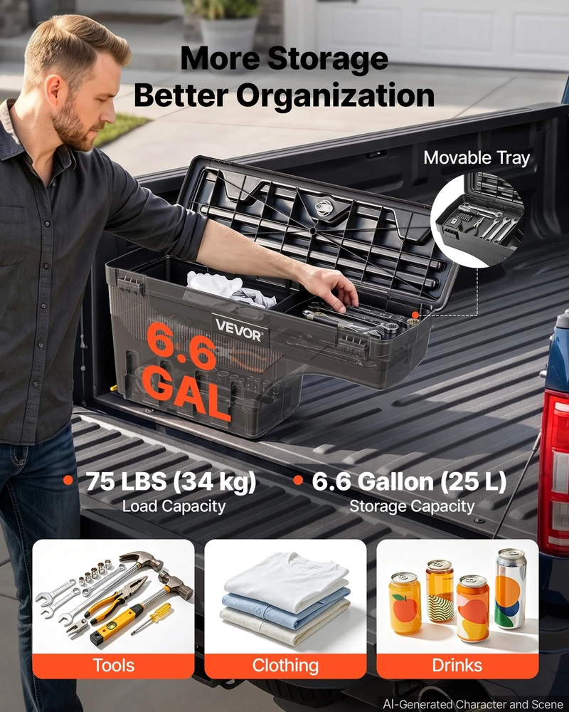 VEVOR Kėbulo daiktadėžė Ford F-150, 25 l