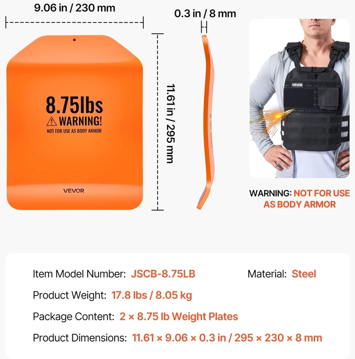 VEVOR Lenktos svorių plokštės liemenei, 4kg pora