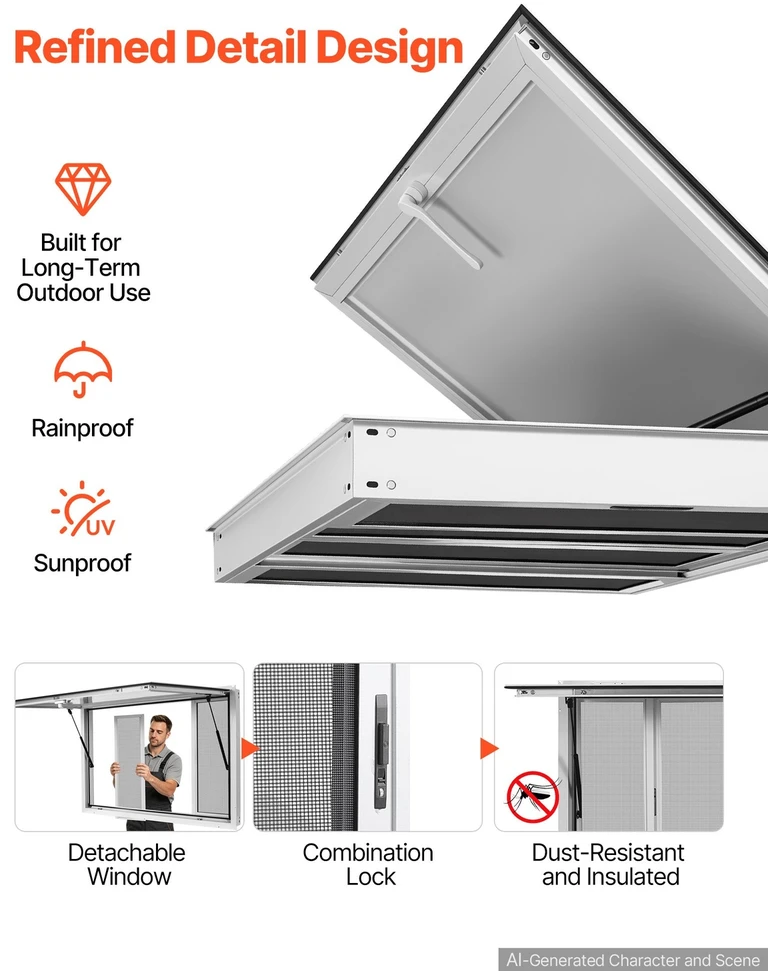 VEVOR Maisto furgono aptarnavimo langas 1524x915 mm