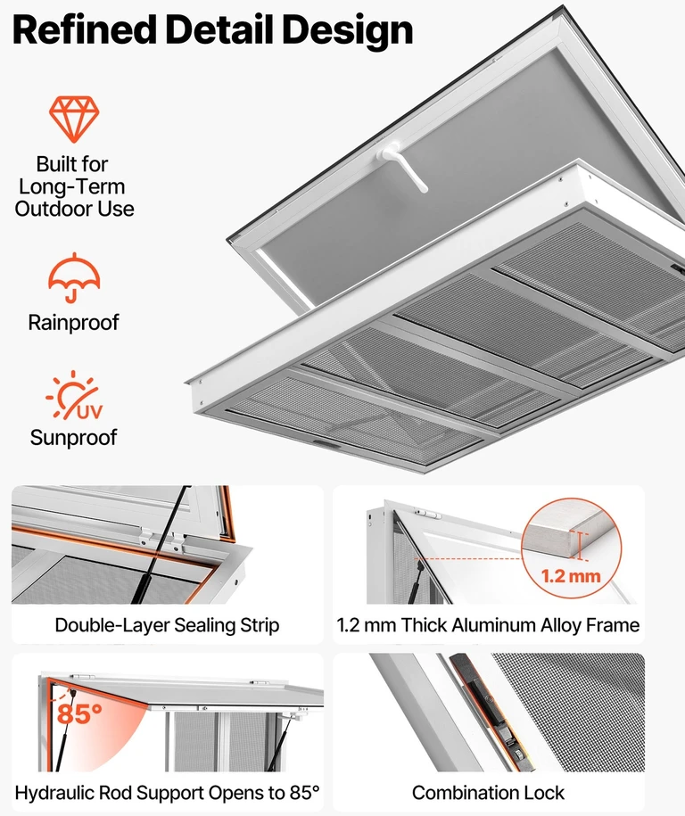 VEVOR Maisto furgono aptarnavimo langas 1220x915 mm