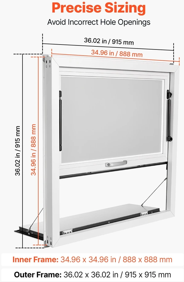 VEVOR Maitinimo furgono aptarnavimo langas su lentyna 915x915mm