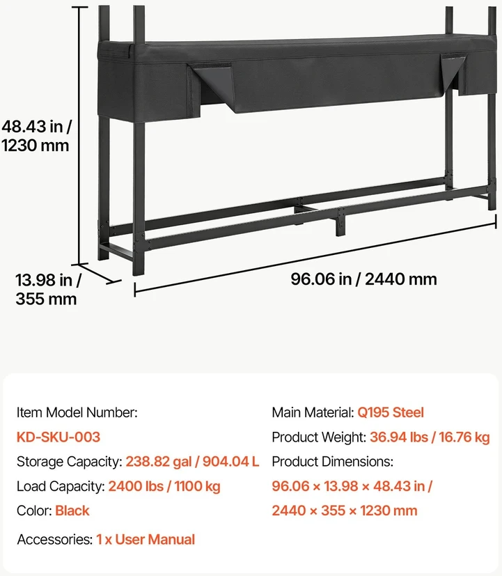 VEVOR Malkinė su vandeniui atspariu uždangalu 2440 mm