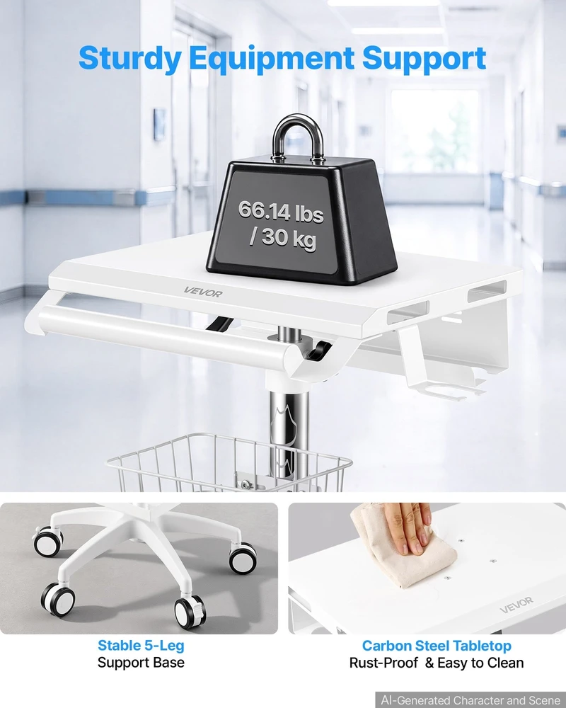 VEVOR Medicininis vežimėlis su pneumatiniu keltuvu