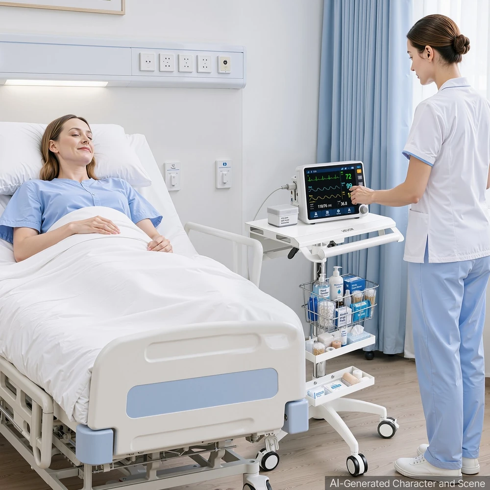 VEVOR Medicininis vežimėlis su pneumatiniu keltuvu