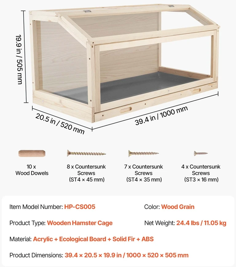 Medinis žiurkėnų narvas VEVOR HP-CS005, 1000 x 520 x 505 mm