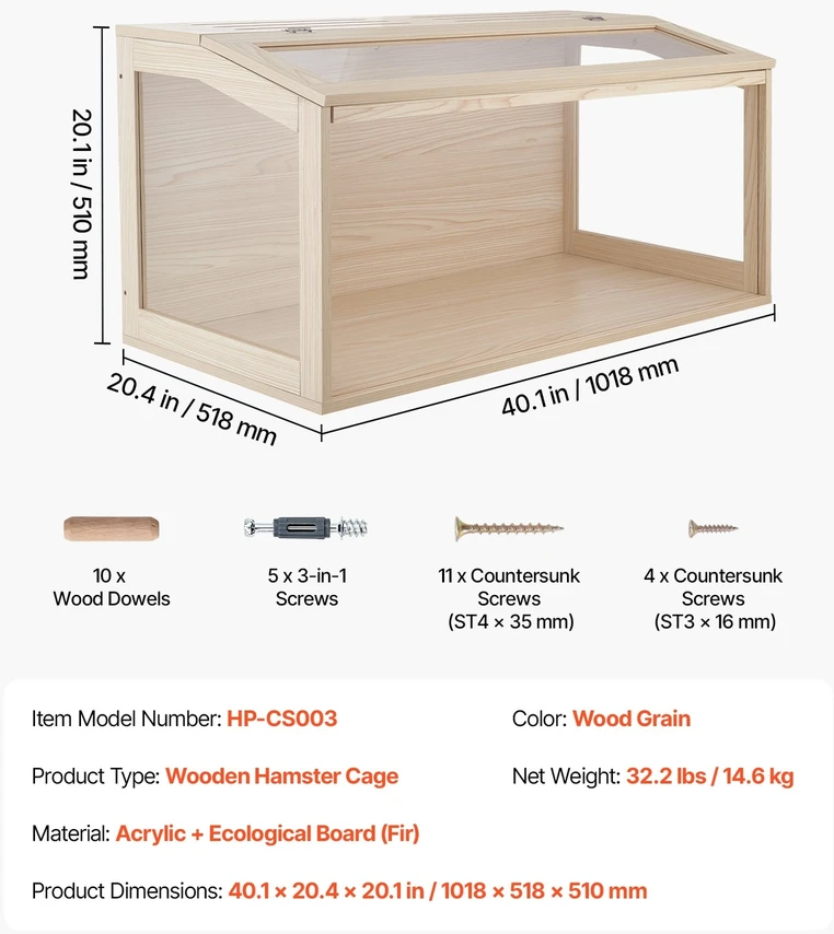 VEVOR Medinis žiurkėno narvas 1018 x 518 x 510 mm