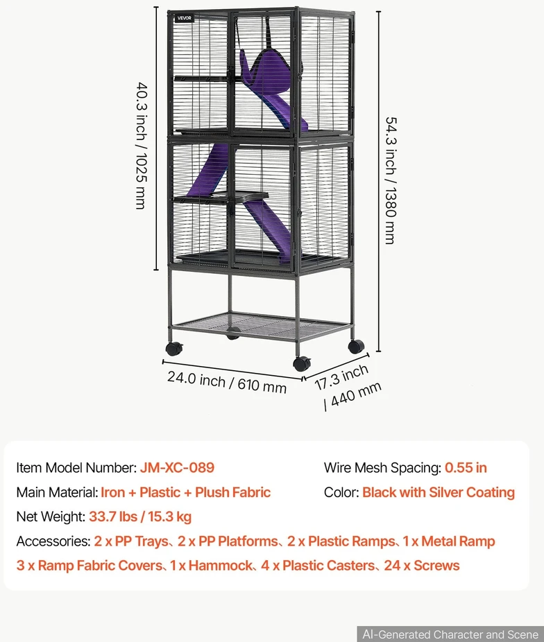 VEVOR Metalinis narvas smulkiems gyvūnams 138 cm