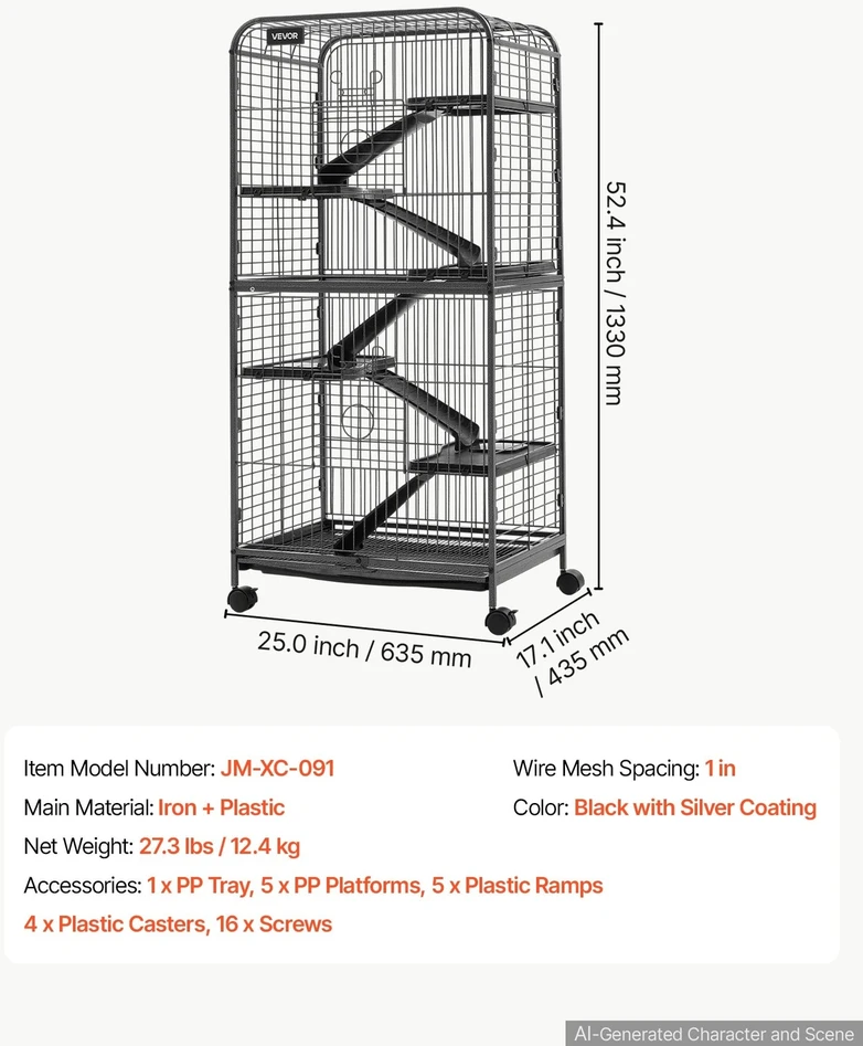 VEVOR Metalinis narvas smulkiems gyvūnams 133 cm