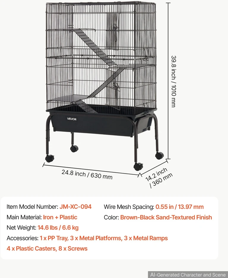 VEVOR Metalinis narvelis smulkiems gyvūnams 101 cm