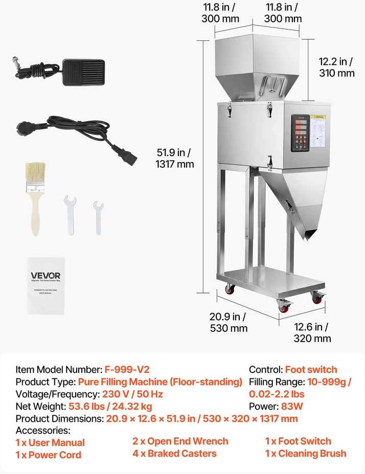 VEVOR Miltelių pildymo aparatas 10-999g