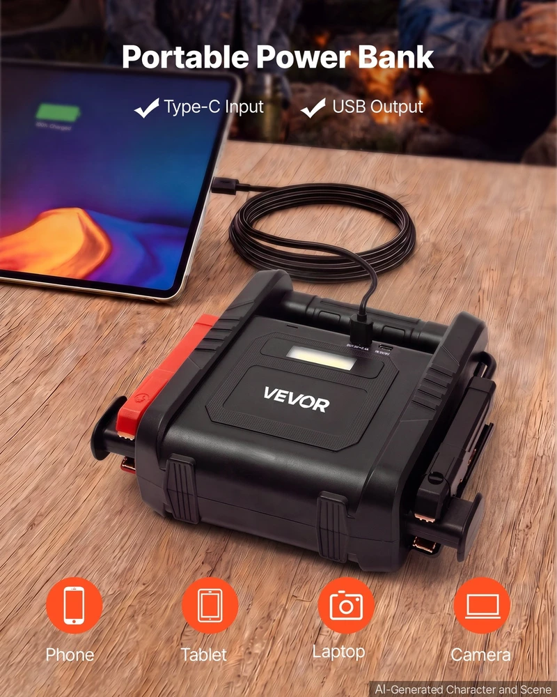 VEVOR Nešiojamas užvedimo įkroviklis 6000A 12V