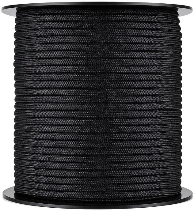 VEVOR Parakordo virvė 4 mm x 60 m, juoda