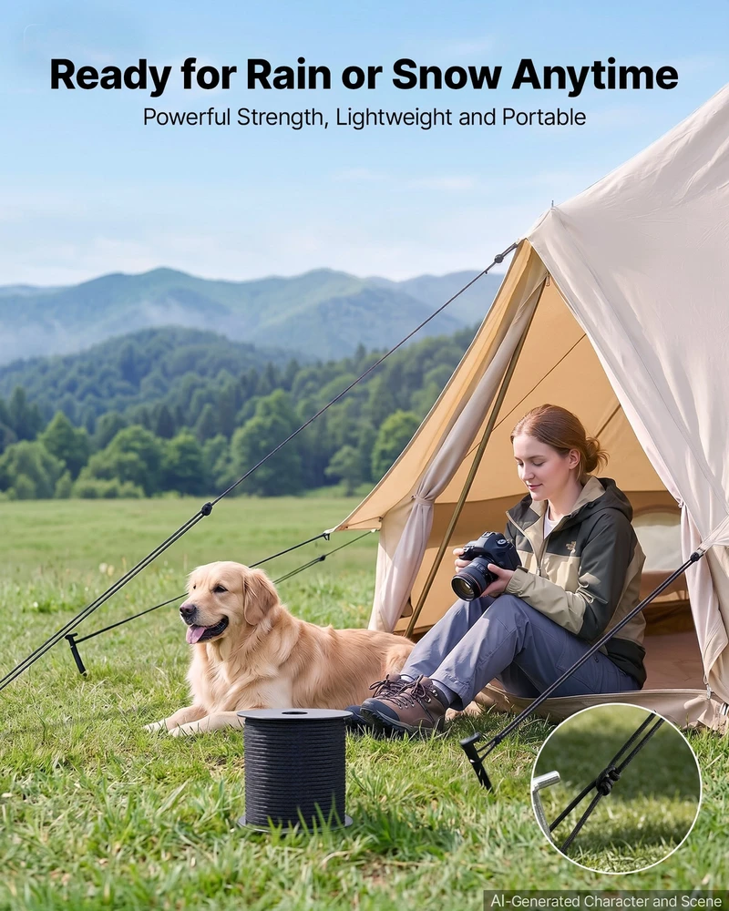 VEVOR Parakordo virvė 4 mm x 60 m, juoda