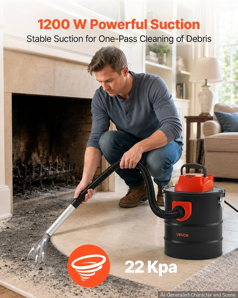 VEVOR Pelenų dulkių siurblys 15 l, 1200 W