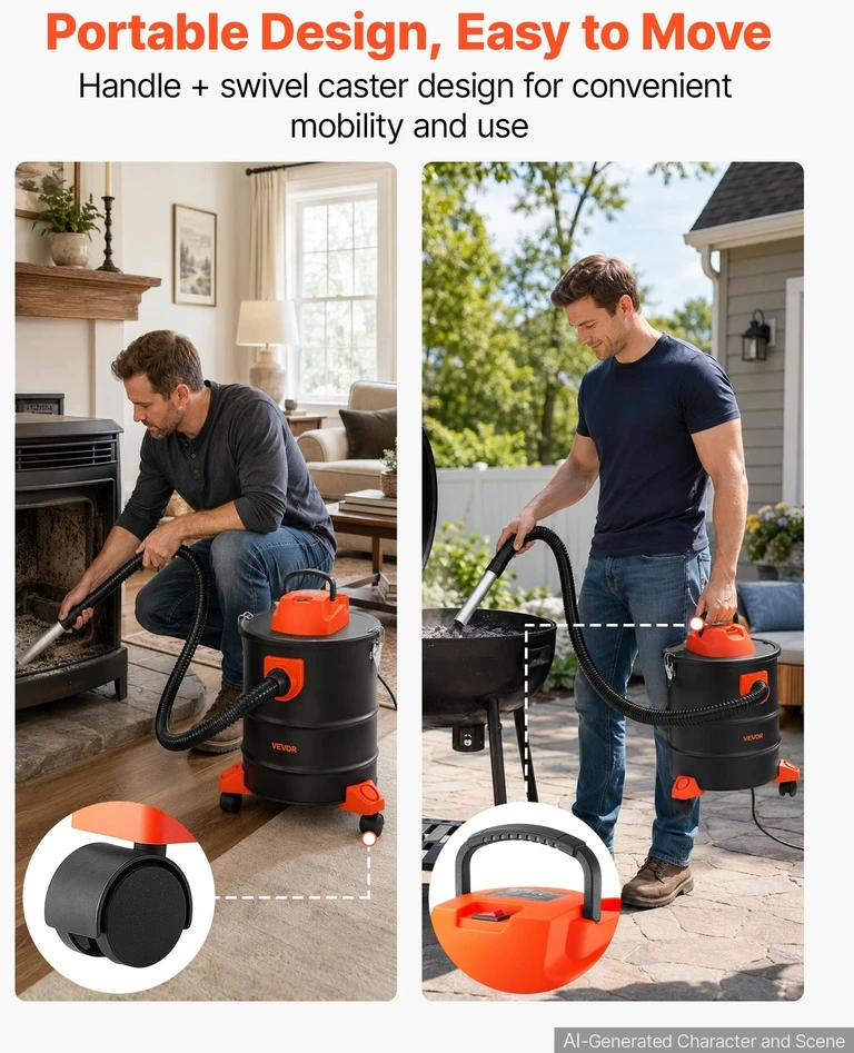VEVOR Pelenų siurblys 20 l, 1200 W