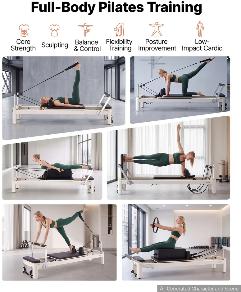 VEVOR Pilates reformeris 2,3 m treniruoklis