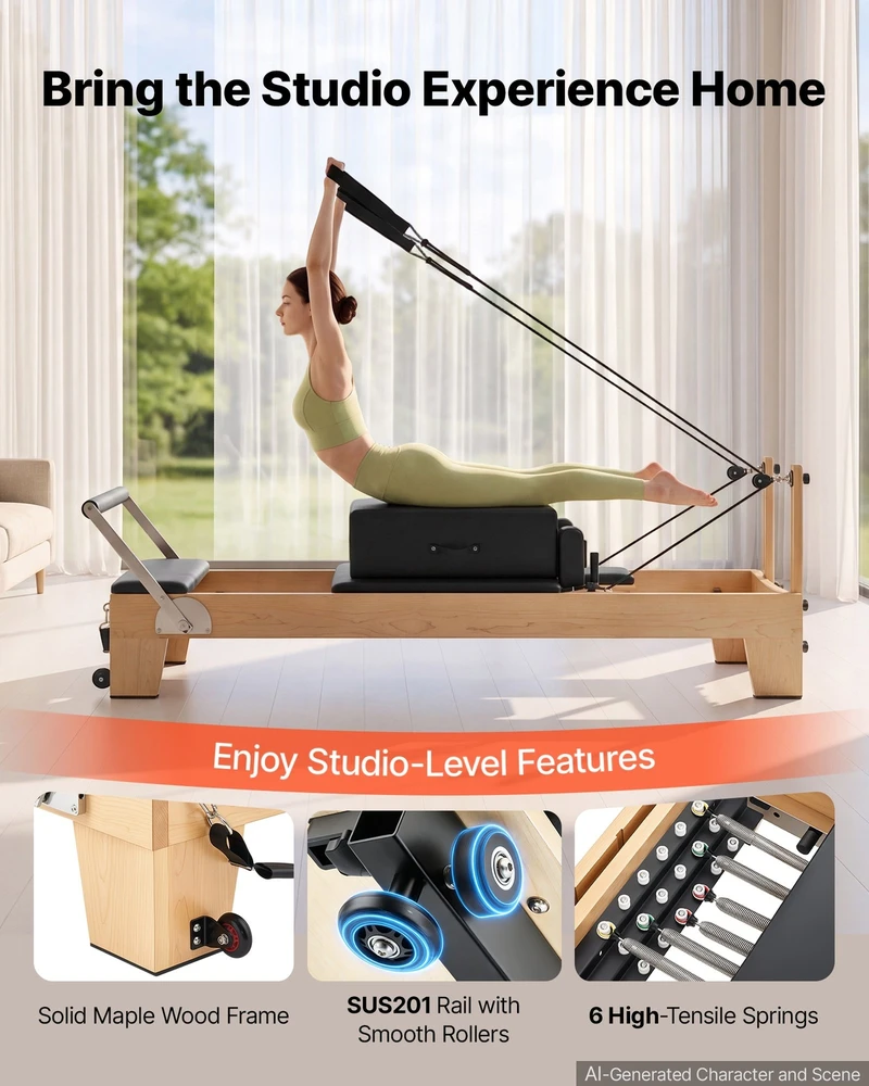 VEVOR Pilates reformeris 2,4 m iš klevo