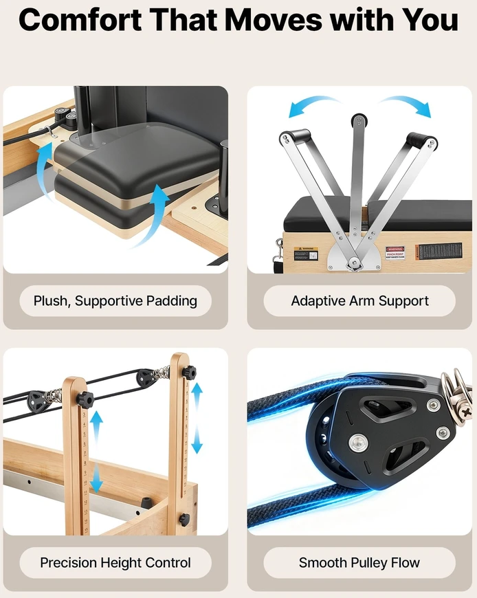 VEVOR Pilates reformeris 2,4 m iš klevo