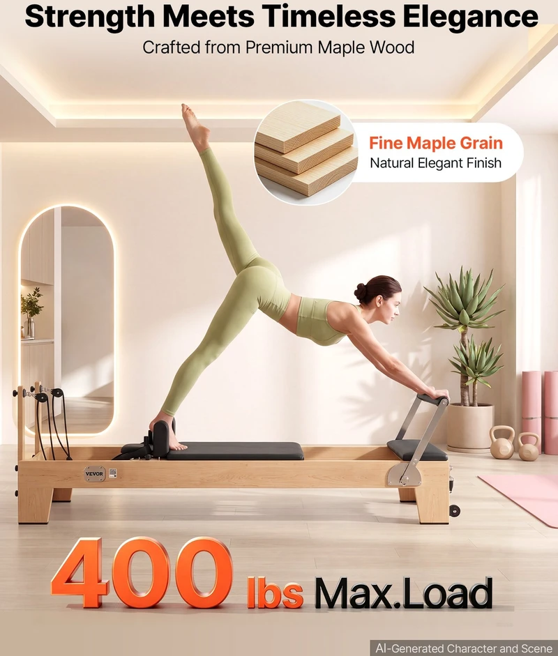 VEVOR Pilates reformeris 2,4 m iš klevo