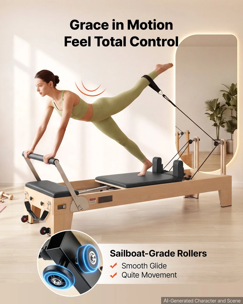 VEVOR Pilates reformeris 2,4 m iš klevo