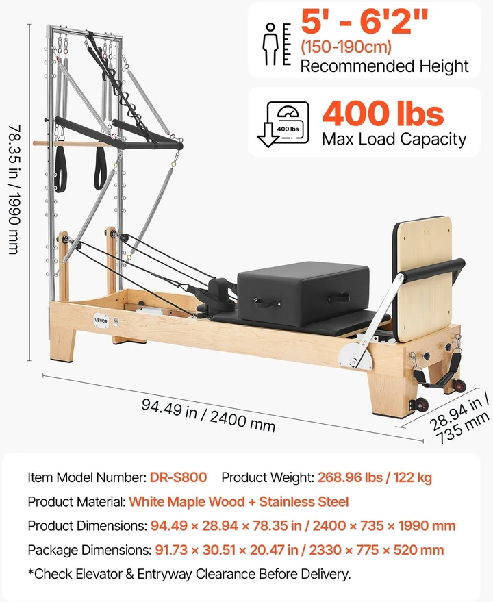 VEVOR Pilates reformeris su bokštu 2,4 m