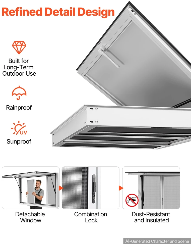 VEVOR Prekybinis aptarnavimo langas 1143x762 mm