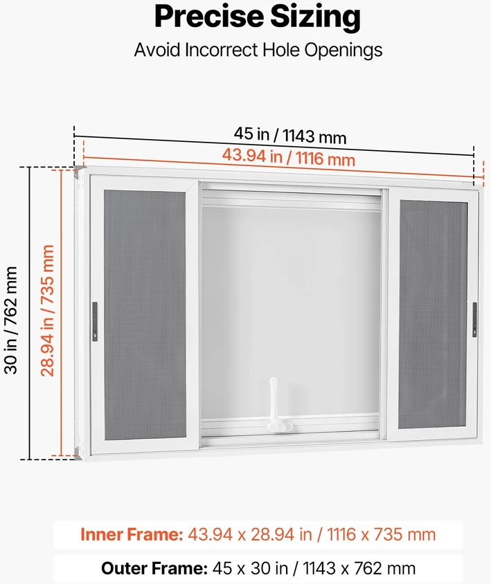 VEVOR Prekybinis aptarnavimo langas 1143x762 mm